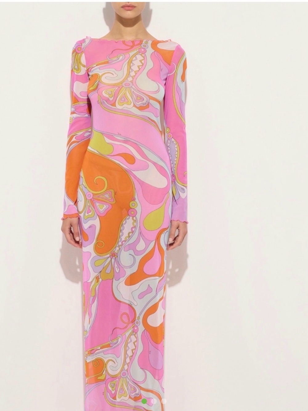 Orchidee Print Tulle Maxi Dress - Pink & Orange Swirl - Picture 2 of 4